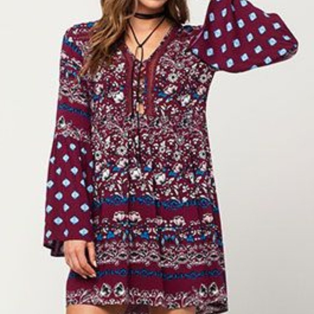 Socialite Boho Floral Maroon Multi Dress